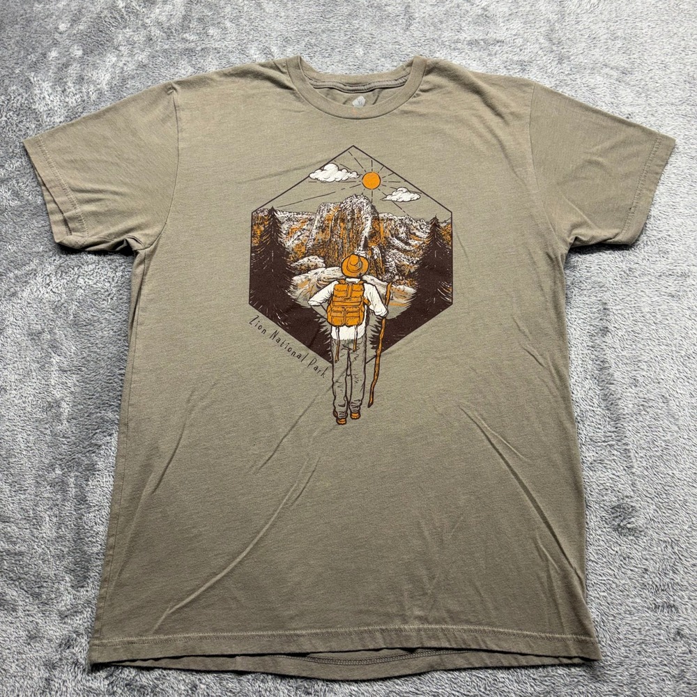 American Backcountry T-Shirt Mens Large Tan Good Zion National Park Graphic Tee